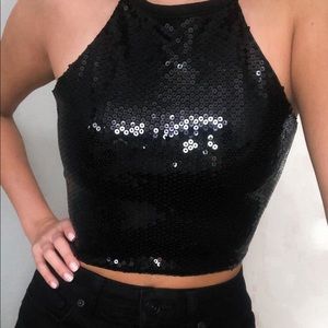 black sequin top